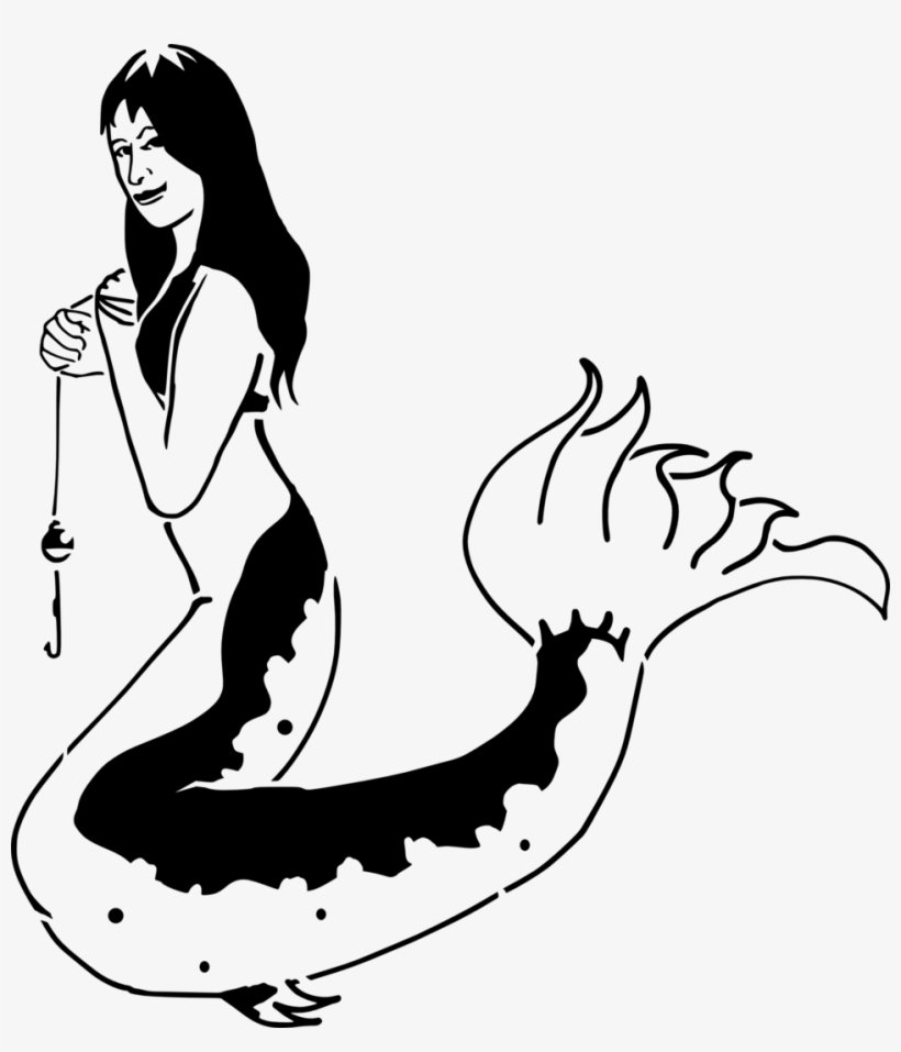 Mermaid Tail Clipart Public Domain - Blue Mermaid With Fishing Line Shower Curtain, transparent png #52516