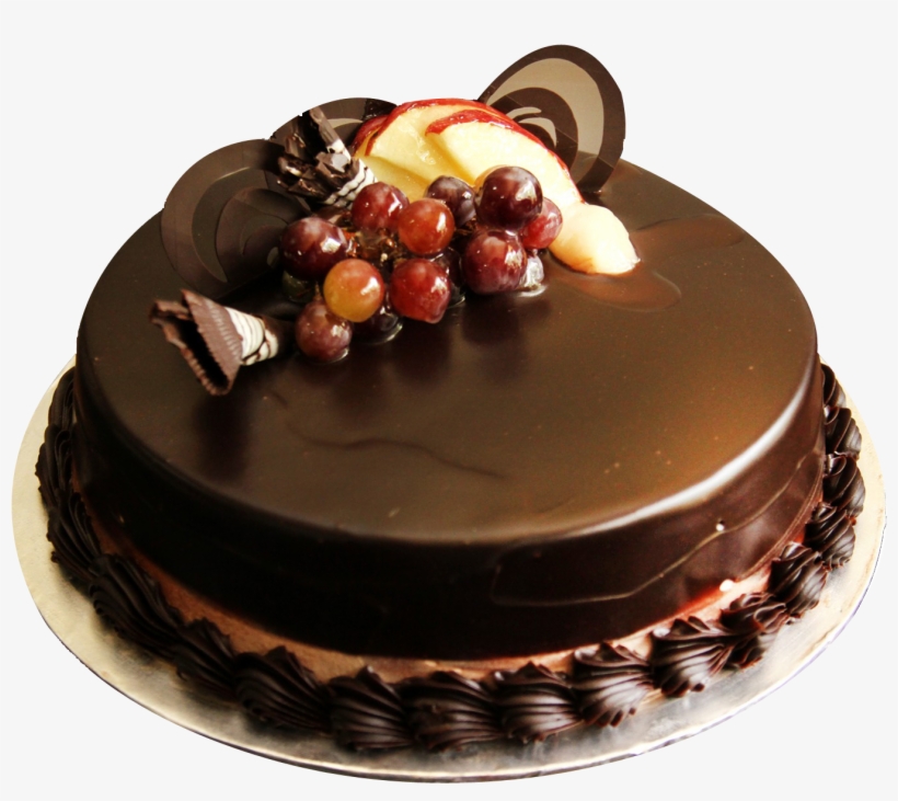 Chocolate Truffle Cake - Chocolate Cake With Fruits, transparent png #53409