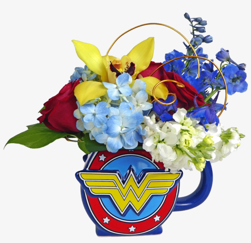 Lovely Wonder Woman Flower Mug Designed By Karin's - Wonder Woman Flower Bouquet, transparent png #53675