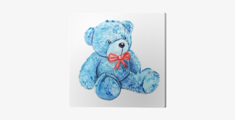 Cute Cartoon Watercolor Plush Toy Blue Bear Illustration - Baby Toys, transparent png #54336