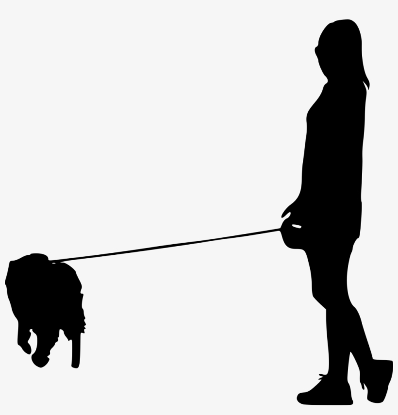 Png File Size - Person Walking Dog Silhouette, transparent png #55316