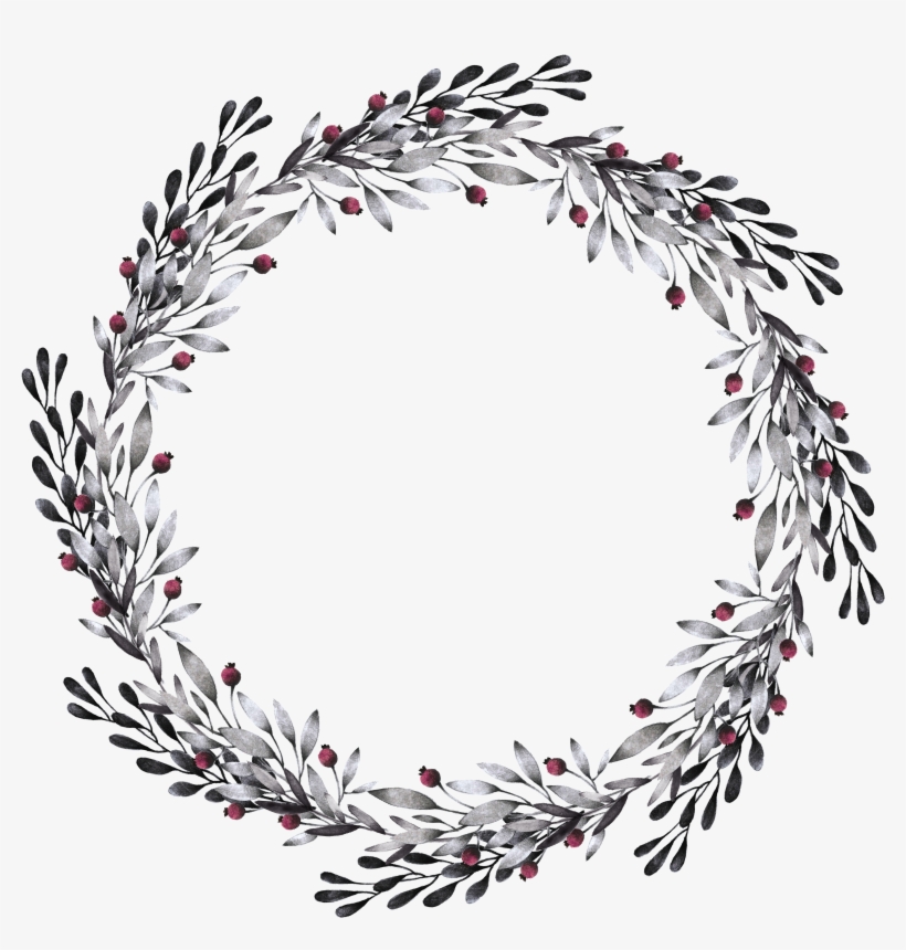 0℃素材32 - Black And White Garland Wreath, transparent png #55588