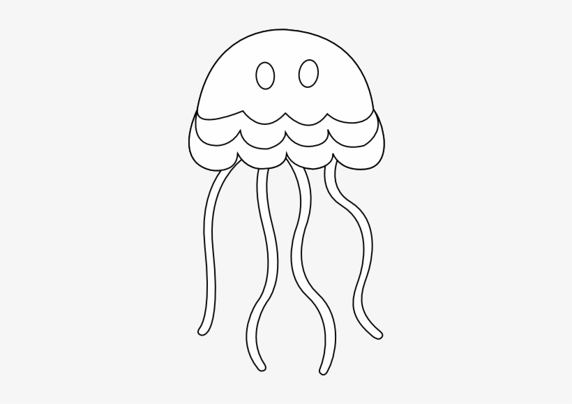 Net » Clip Art » Jellyfish Black White Line Animal - Jellyfish White Png, transparent png #55590