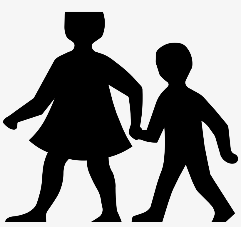 Children Crossing Road Sign Big Image Png - Children Silhouette Clip Art, transparent png #56041