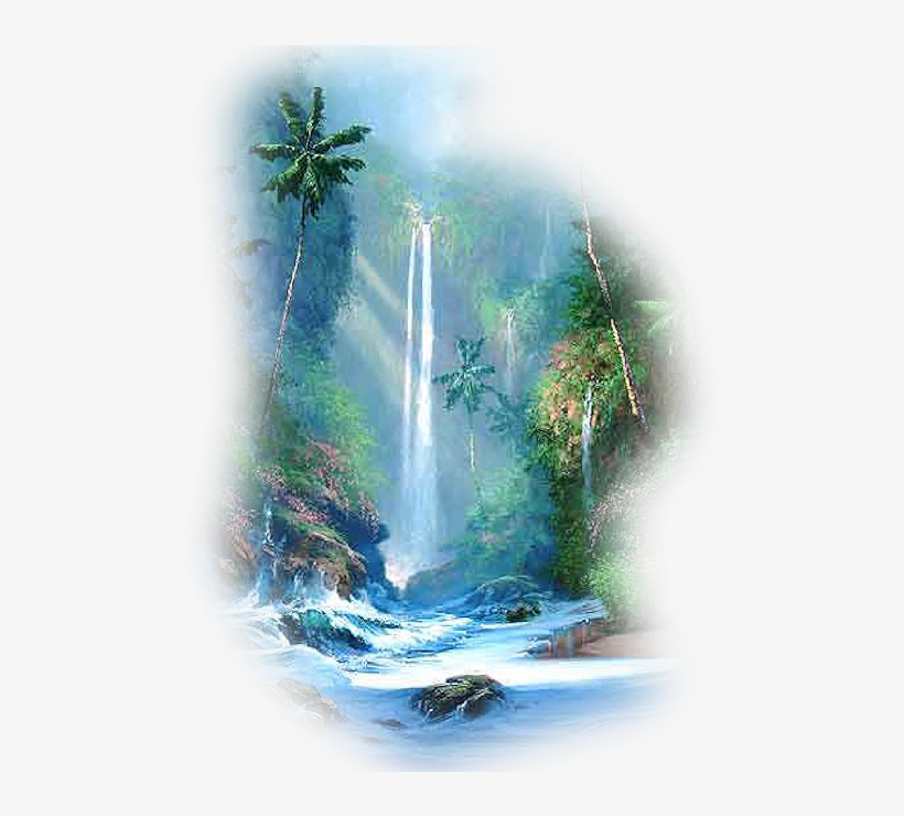 Blue Drawing Waterfall - Tropical Island Waterfall Drawing, transparent png #56234