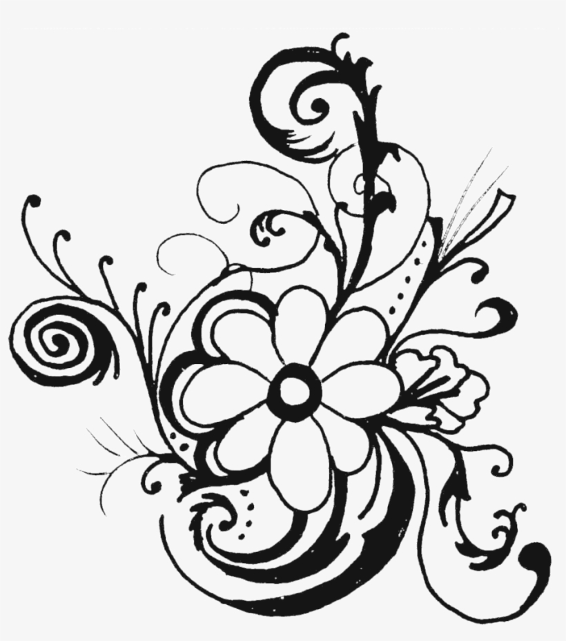 Floral Clipart - Flower Clipart Black And White Png, transparent png #56478