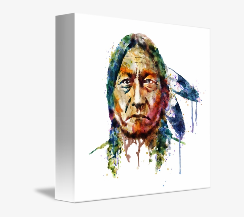 "sitting Bull Watercolor Painting" By Marian Voicu, - Sitting Bull Watercolor Painting, transparent png #56663