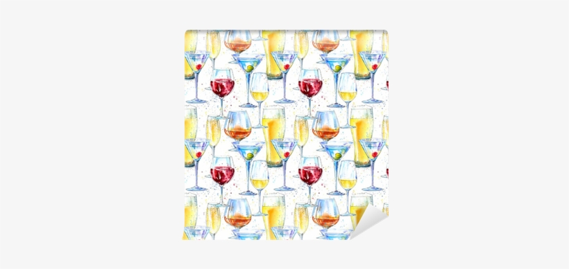 Seamless Pattern Of A Champagne,cognac, Wine,martini, - Alcoholic Drink, transparent png #56751