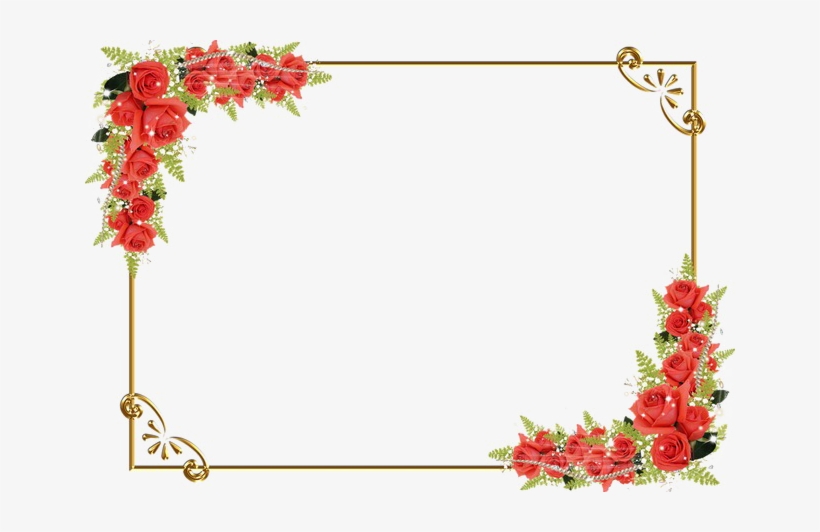 Red Floral Border Png Image Background - Borders Red Flower Frame Png, transparent png #56799