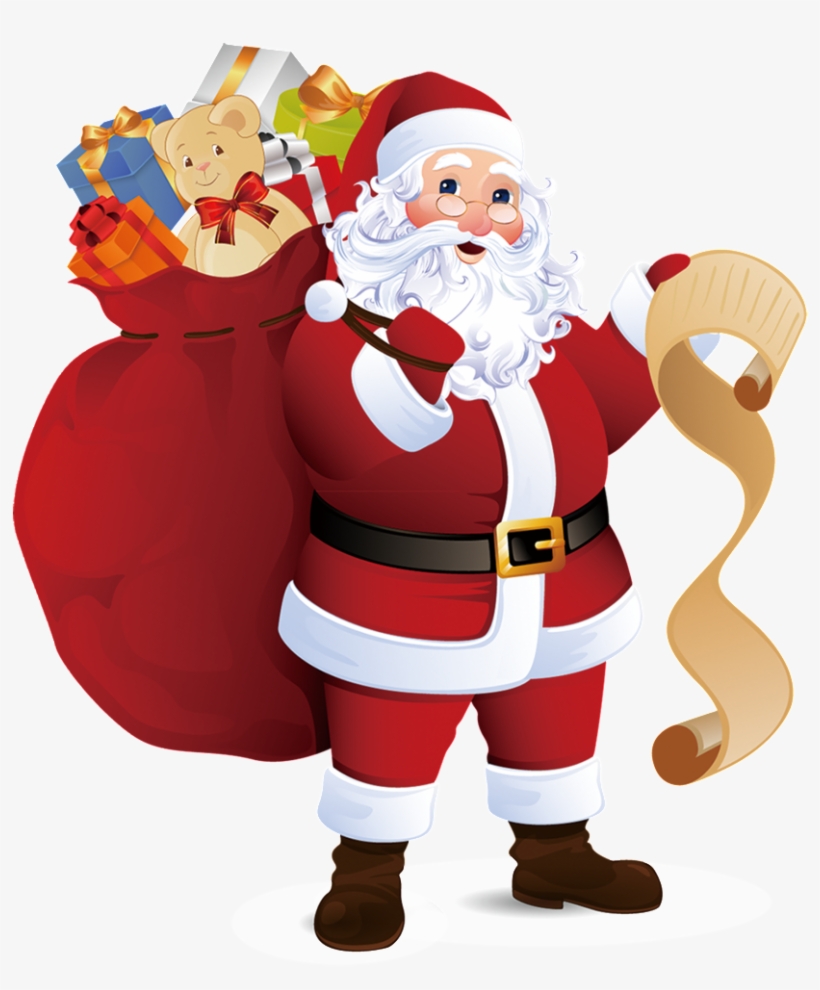 Santa Claus Transparent Decorative Carrying A Gift - Santa Claus With Presents, transparent png #57196