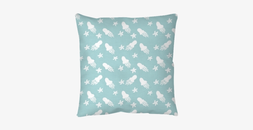 Sea Watercolor Seamless Pattern With White Jellyfishes - Cushion, transparent png #57245