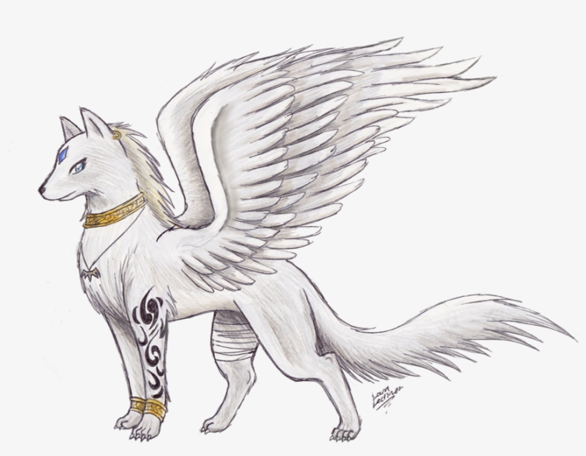 Drawn Wings Awesome Wolf With Wings Drawing Free