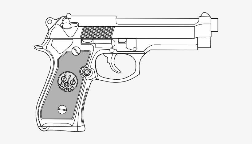 Hand Gun Outline - Gun Coloring Pages, transparent png #58205