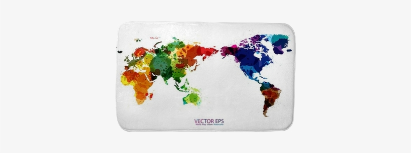 World Map Watercolor, Vector Illustration Bath Mat - Color World Map Purple Cotton Linen Throw Pillow Case, transparent png #58284