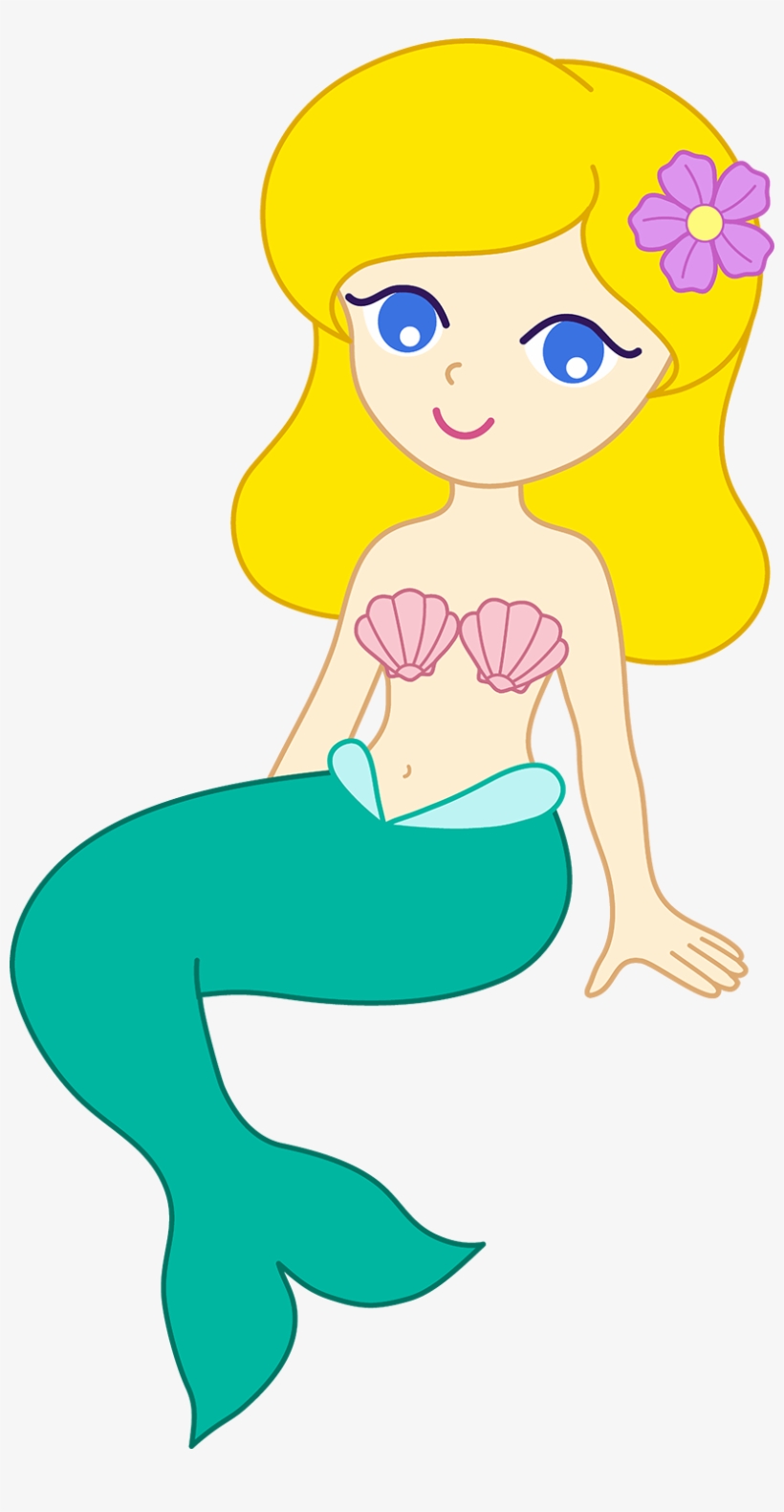 Mermaid Tail Clipart Watercolor - Blonde Mermaid Clipart, transparent png #58408