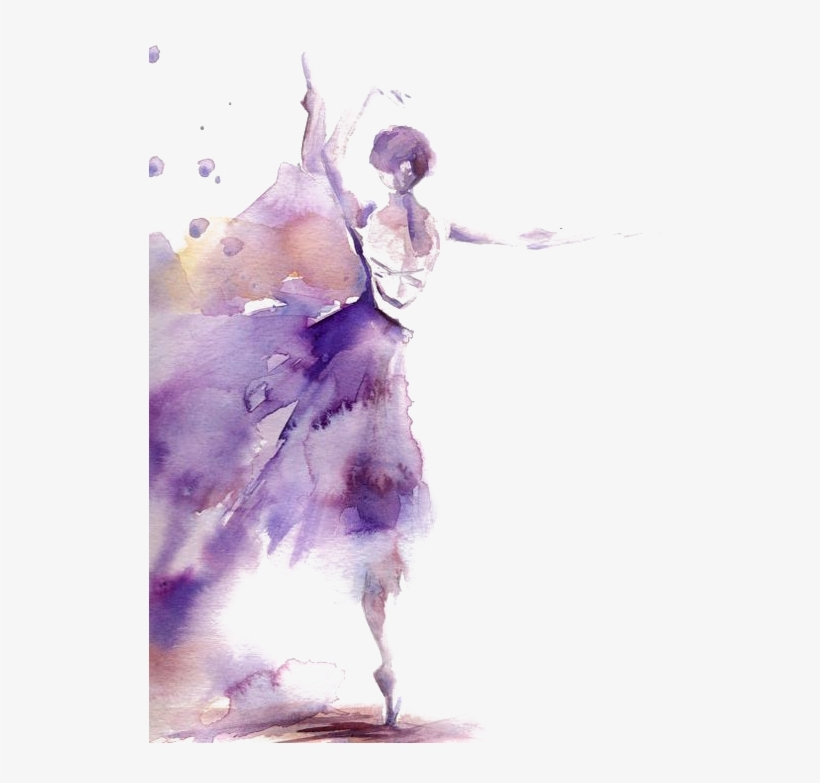Watercolor Painting Ballet Dancer Art - Purple Ballerina Ii Poster Print By Sophia Rodionov, transparent png #58603