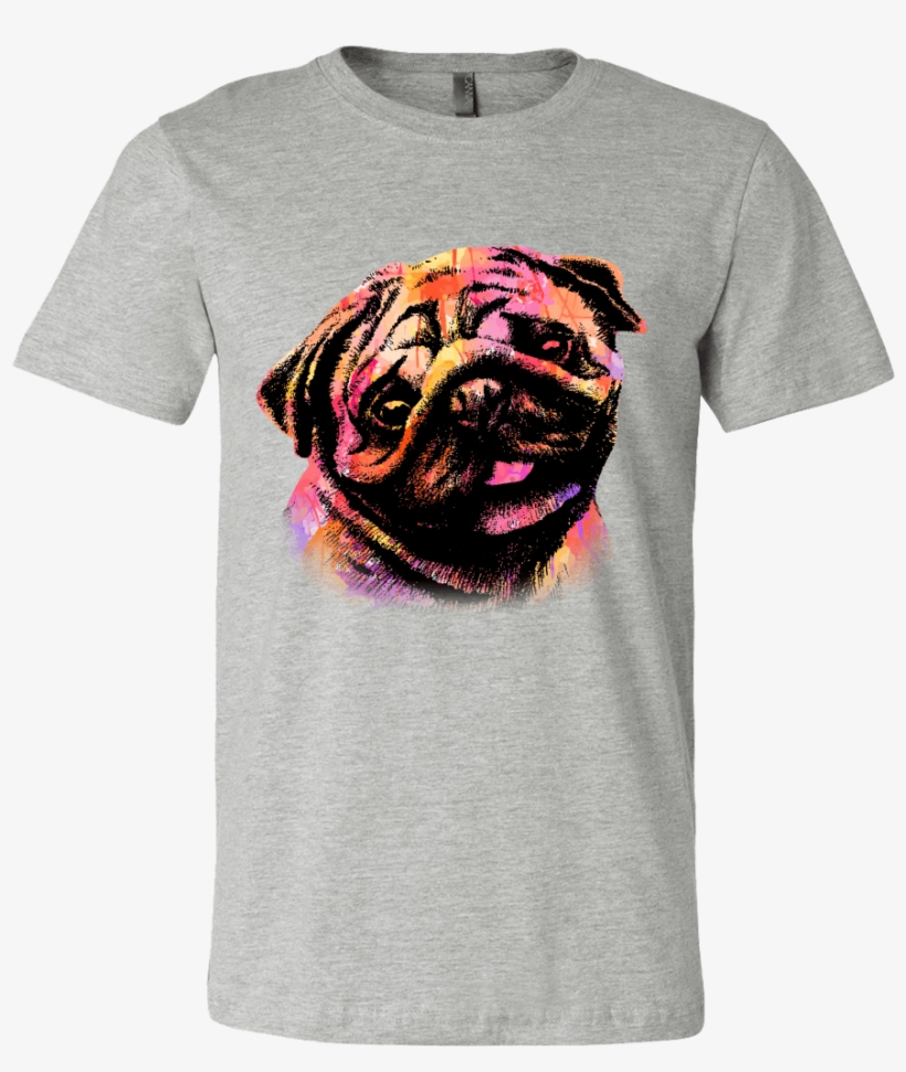 Men's Watercolor Pug T-shirt - Kanji T Shirt, transparent png #59634