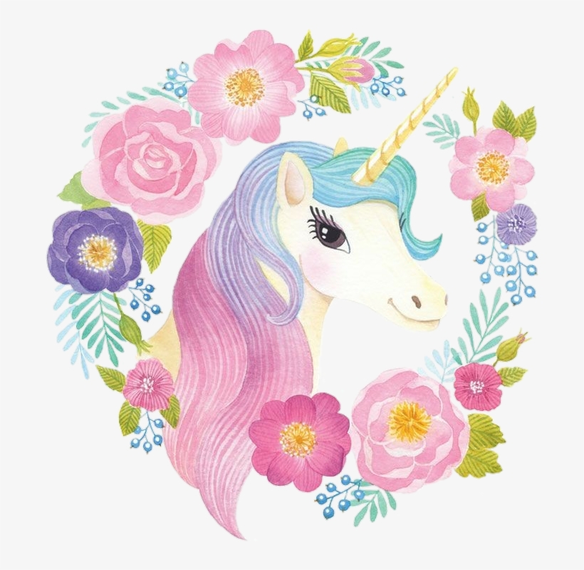 Spring Unicorn Cute Watercolor Colorful Flowercrown - Invitaciones De Unicornios Editables, transparent png #59695