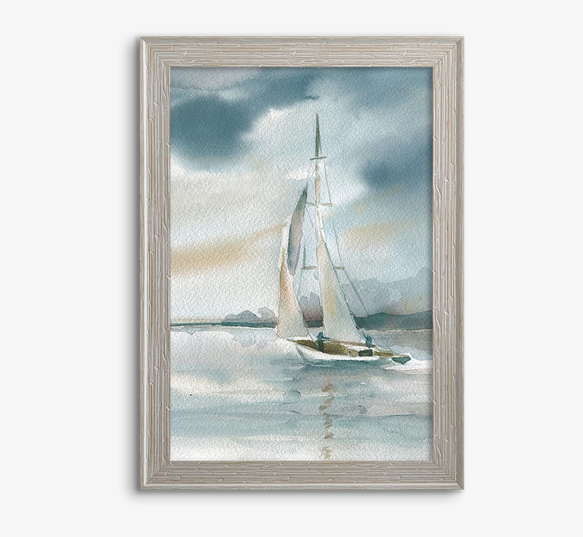 Coastal Watercolor ~ Sailboat - Star Creations Subtle Mist I By Carol Robinson Painting, transparent png #59717
