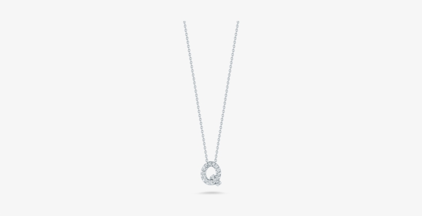 18k White Gold & Diamond Love Letter Q Necklace - Necklace, transparent png #59872