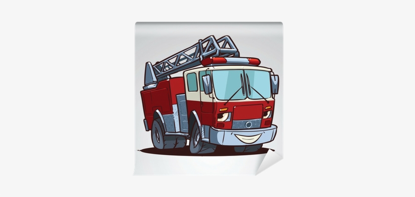 Cartoon Fire Truck Character Isolated Wall Mural • - Dump Red Truck Cartoon Shutterstock, transparent png #501750