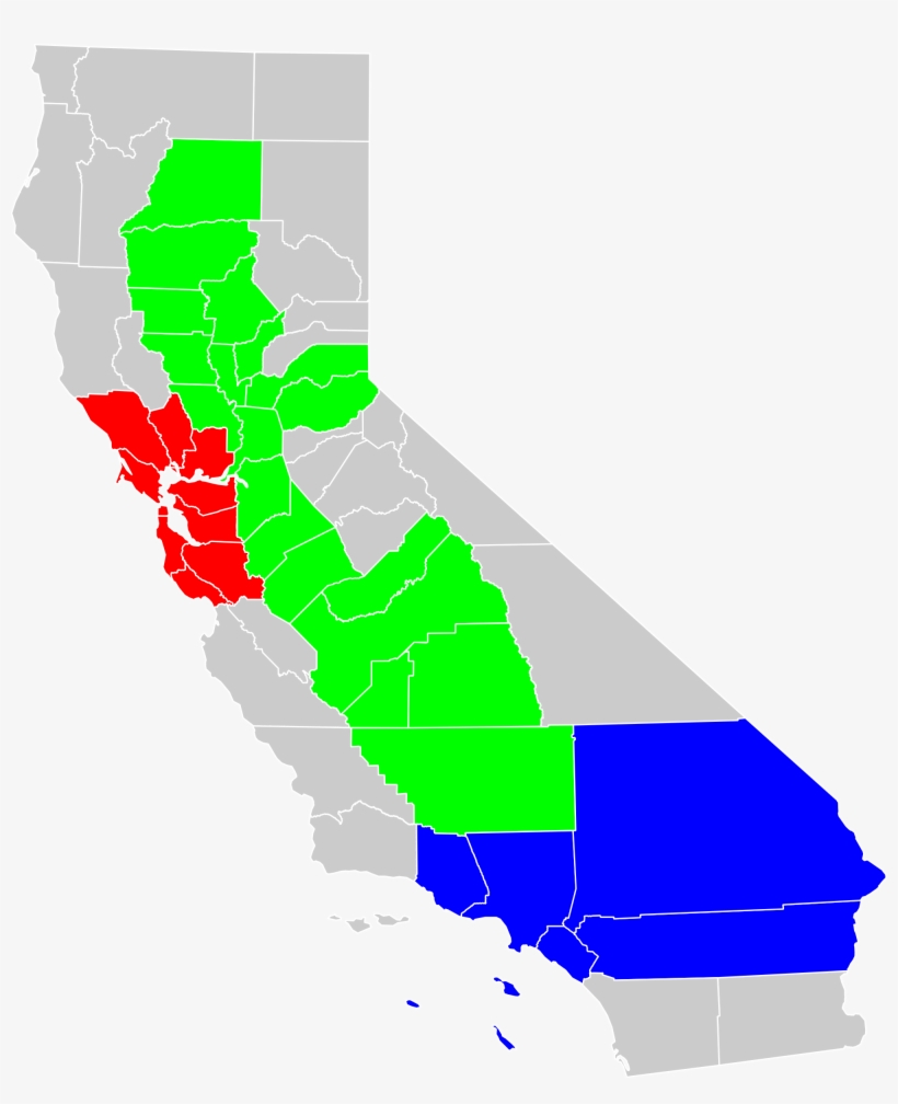 California Geographical Region County Map - California Geographical Regions Map, transparent png #502528
