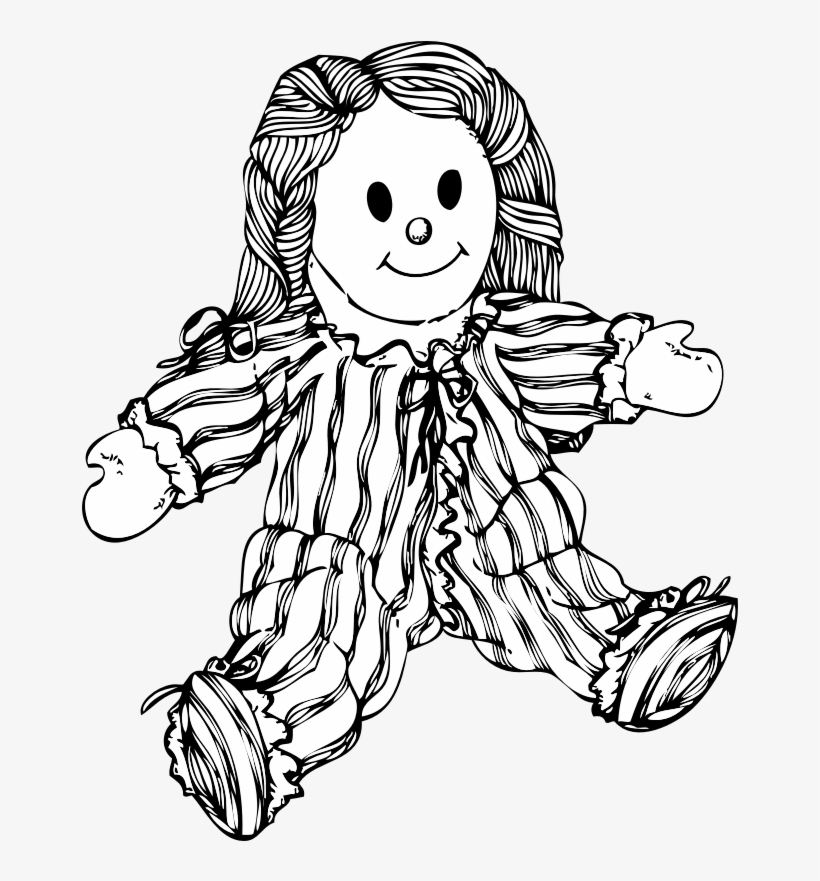 Johnny Automatic Stuffed Doll - Doll Clipart Black And White Png, transparent png #503103