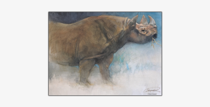 Black Rhino Print - Sumatran Rhinoceros, transparent png #505616