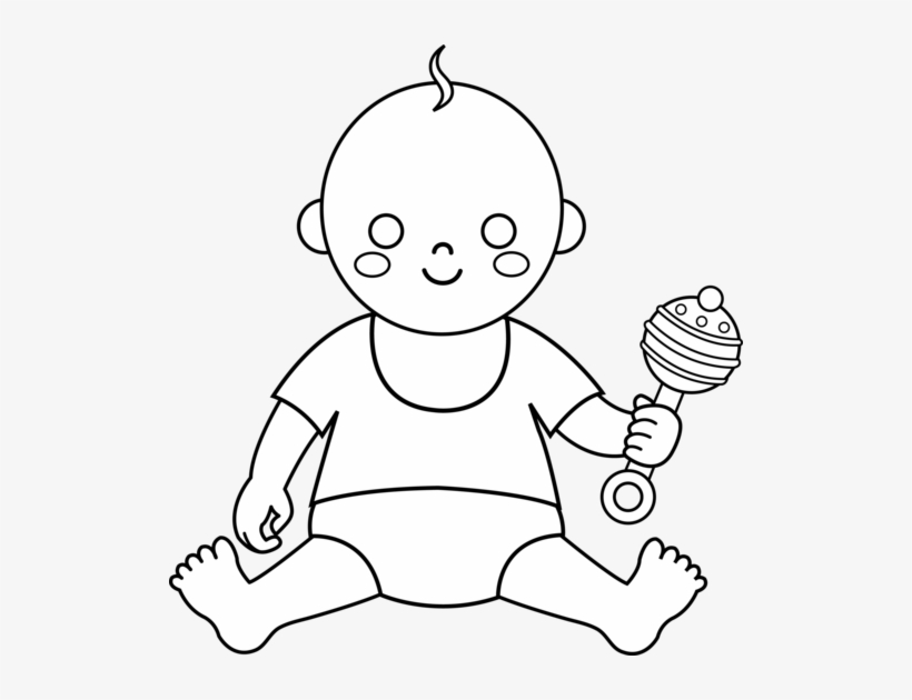 Colorable Baby Design - Baby Clipart Coloring, transparent png #505923