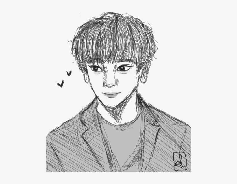 Graphic Black And White Chanyeol Drawing - Drawing, transparent png #506079