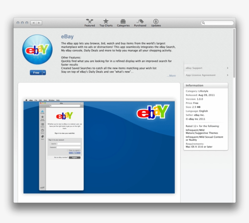 Ebay Releases Free App In The Mac App Store - Ebay Mac App, transparent png #507168