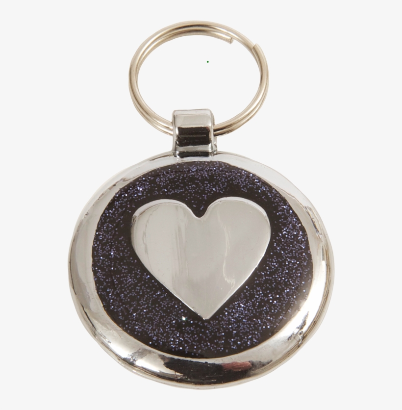 Luxury Designer Dog Tag Glitter Black Glint Heart Shimmer - Keychain, transparent png #509256