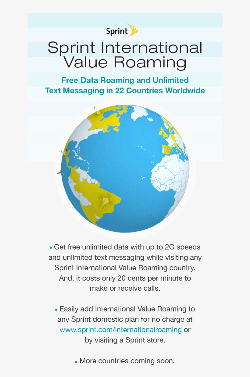 Sprint Expands Free Data Roaming To Colombia, Denmark, - Earth, transparent png #5000105