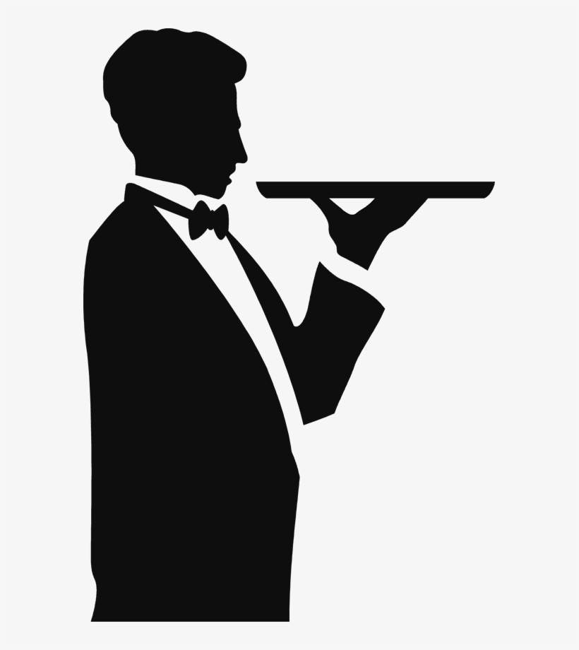 Butler Silhouette Clip Art - Waiter Clip Art, transparent png #5002643