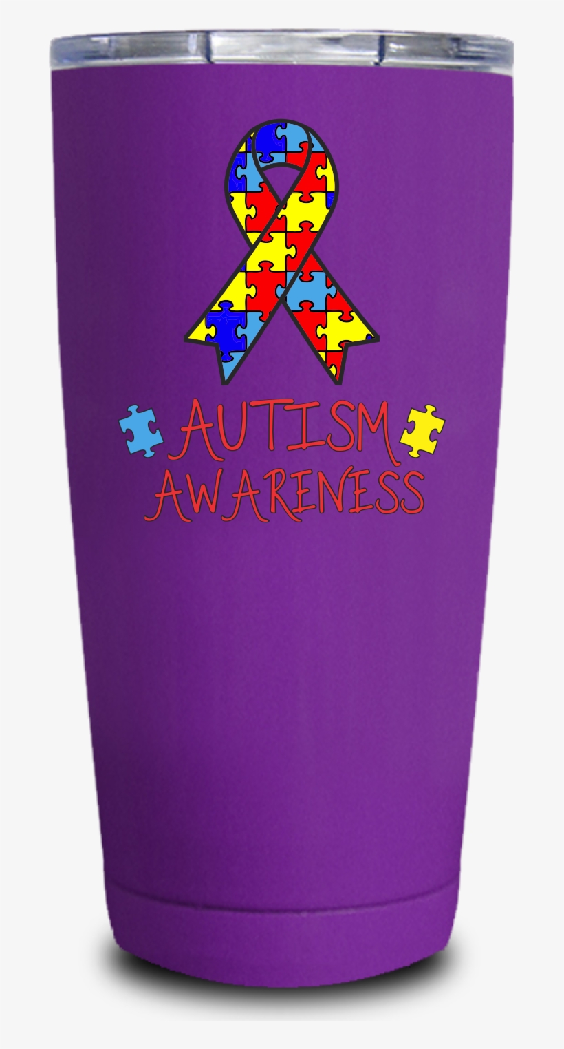 Autism Awareness Ribbon 20oz Uv Tumbler - Autism, transparent png #5003706