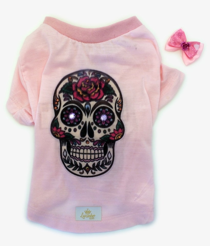 Blusa De Malha Rosa Caveira Mexicana - Skull | Sugar Skull | Candy Skull | Day, transparent png #5007226