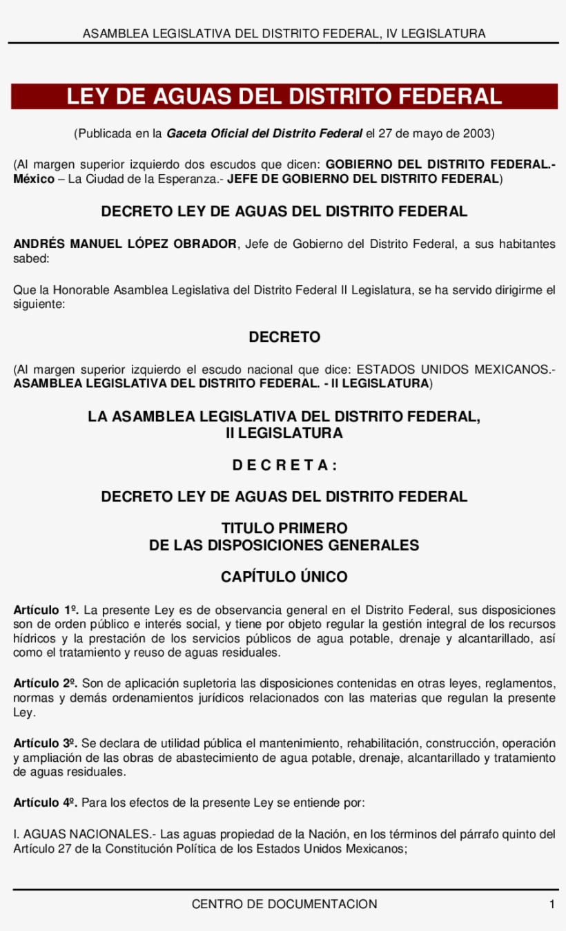 Ley De Aguas - Document, transparent png #5008102