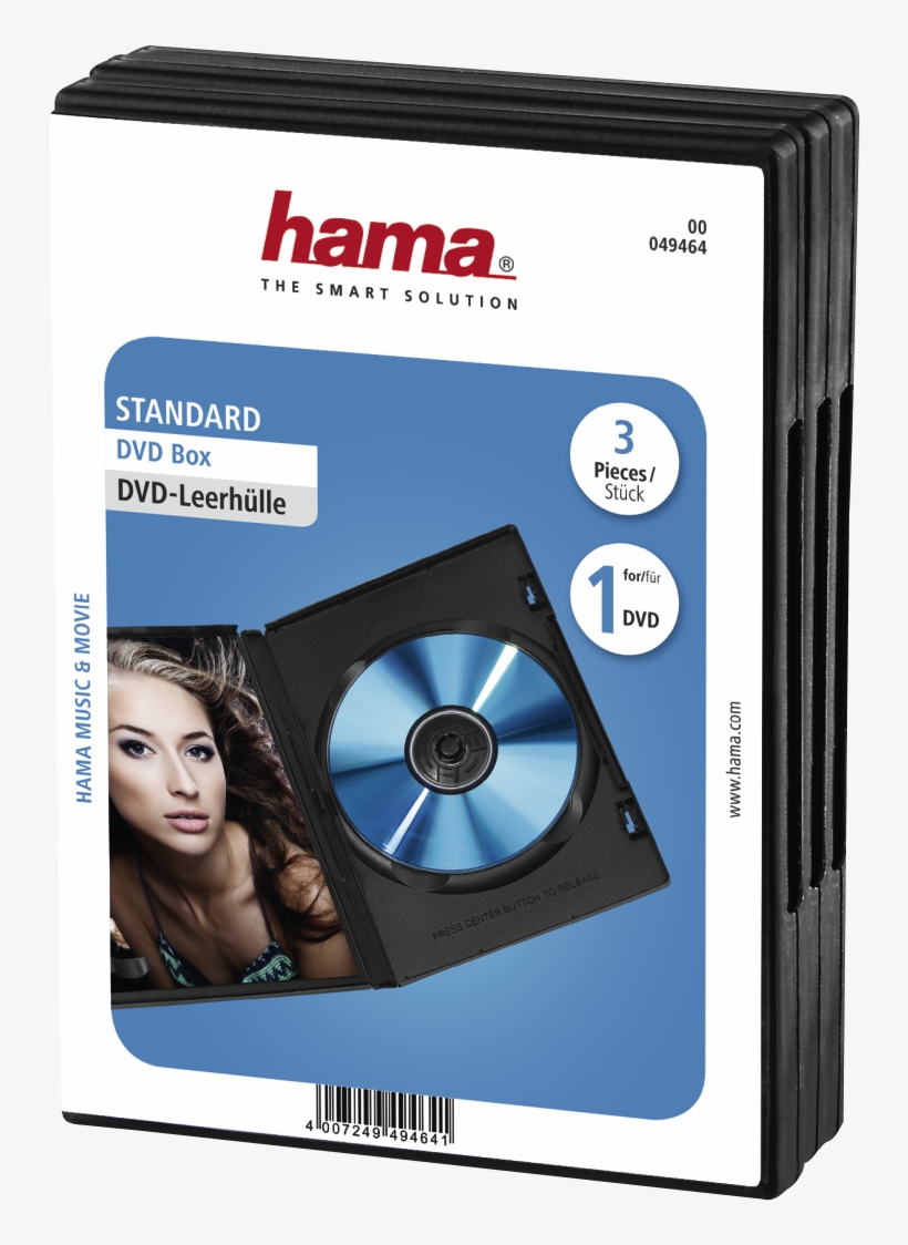 Standard Dvd Jewel Case, Pack Of 3, Black - Hama Storage Dvd Jewel Case - Black, transparent png #5008366