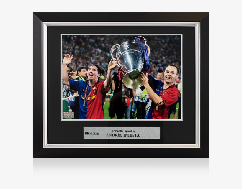 Pre-framed Andres Iniesta Signed Barcelona Photo - Icons Official Uefa Champions League Signed Andres, transparent png #5010661