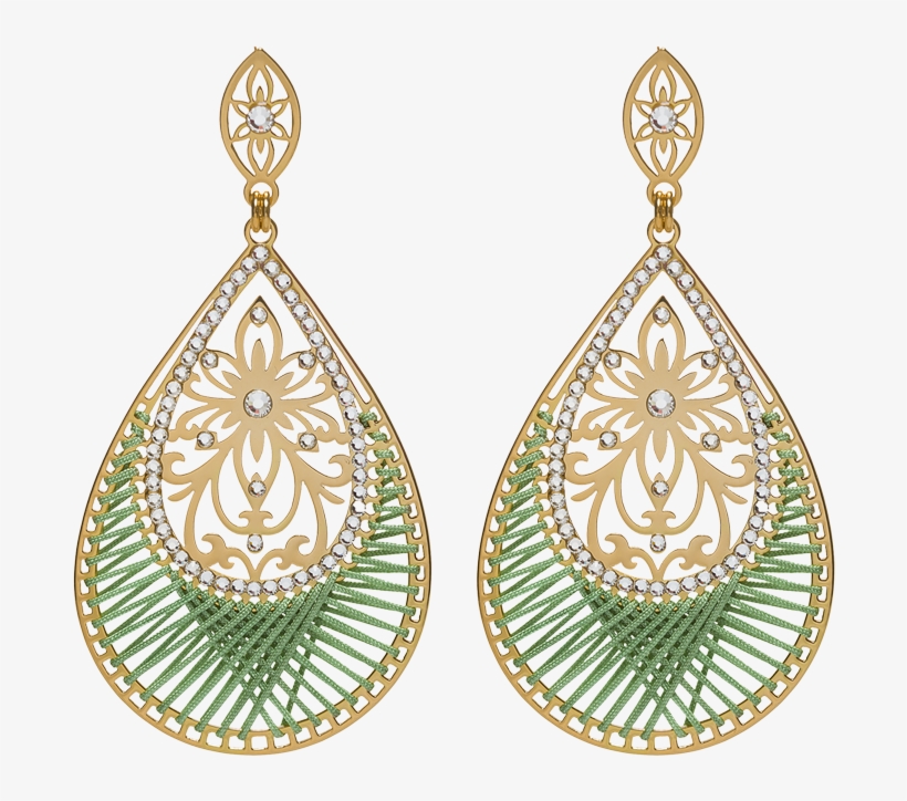Shiyaya Earring Stud Teardrop Army Green Gold, Crystal - Shiyaya Crystal Ohrringe E58ygd17 - Mehrfarbig - Damen, transparent png #5011127