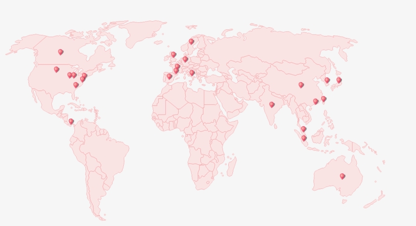 Pink Map Of The World With Pins Marking The Global - World Map, transparent png #5011325