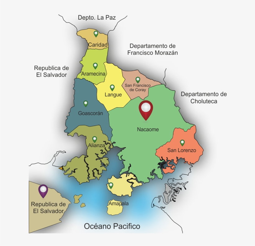#espaciohonduras Mapas Por Departamento De La República - Departamento De Valle Honduras, transparent png #5013246