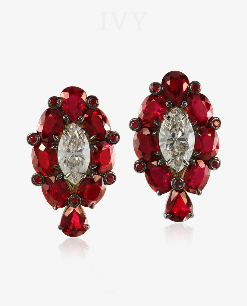 Ruby And Diamond Earrings - Earring, transparent png #5013444