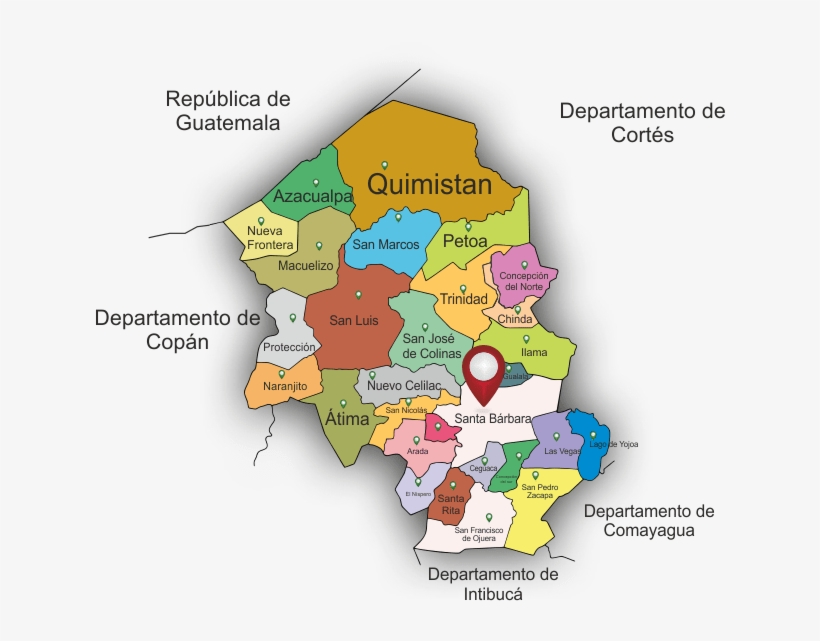 Santa Bárbara, Santa Bárbara - Mapa Del Departamento De Santa Barbara Honduras, transparent png #5013488