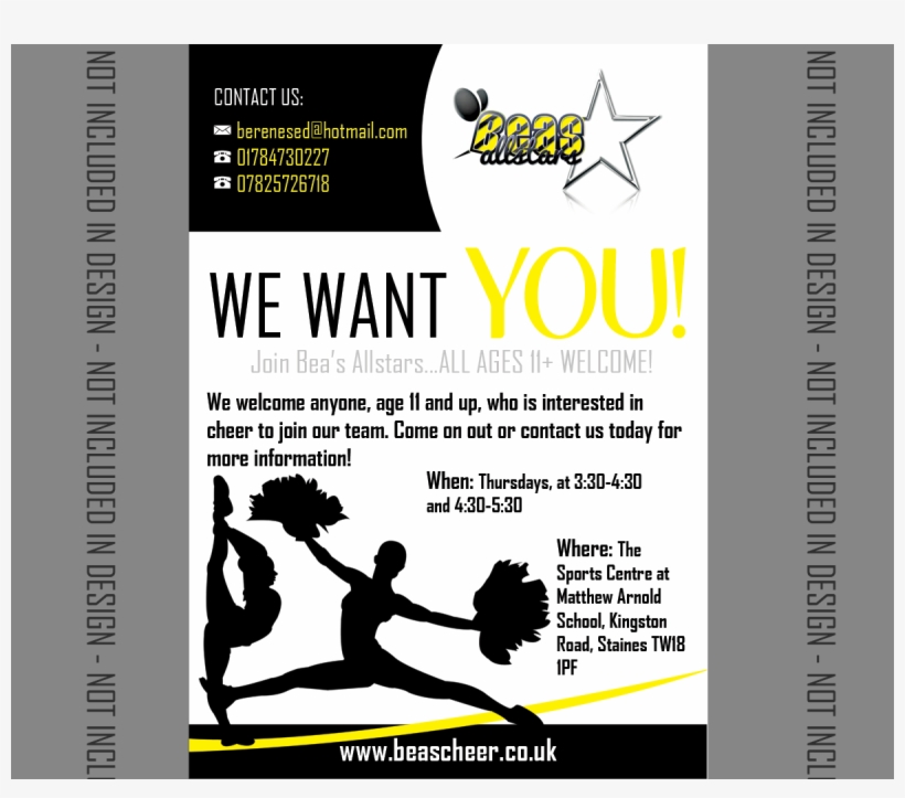 Club Flyer Design For Bea''''s Cheer In United Kingdom - Cheer Flyer To Join, transparent png #5015839
