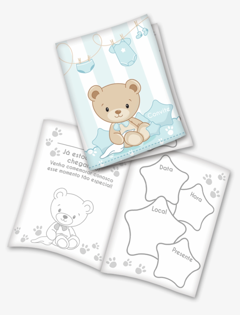 Convite Ursinho Azul - Convite Baby Shower Ursinho Azul Festcolor - 08 Unidades, transparent png #5017020