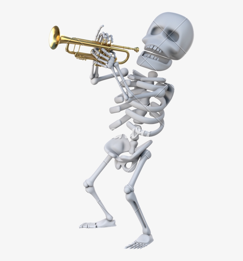 Skeleton Trumpet Png Png Freeuse Library - Skeleton Playing Trombone, transparent png #5019129