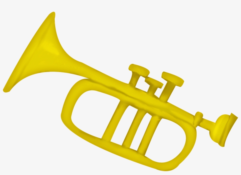 Cartoon Trumpet Png Clip Art Black And White - Trumpet Yellow, transparent png #5019177