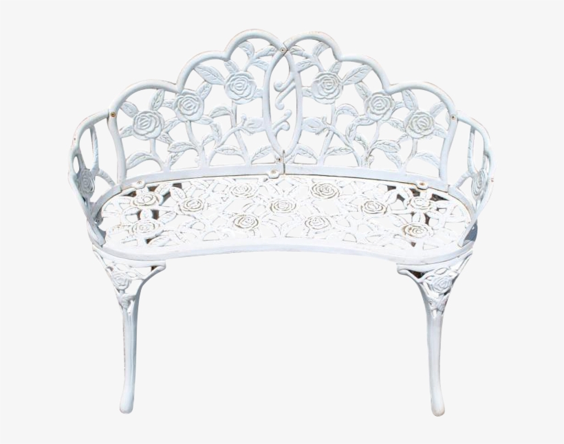 Antique White Cast Iron Garden Bench, Outdoor Settee - Bench, transparent png #5020085