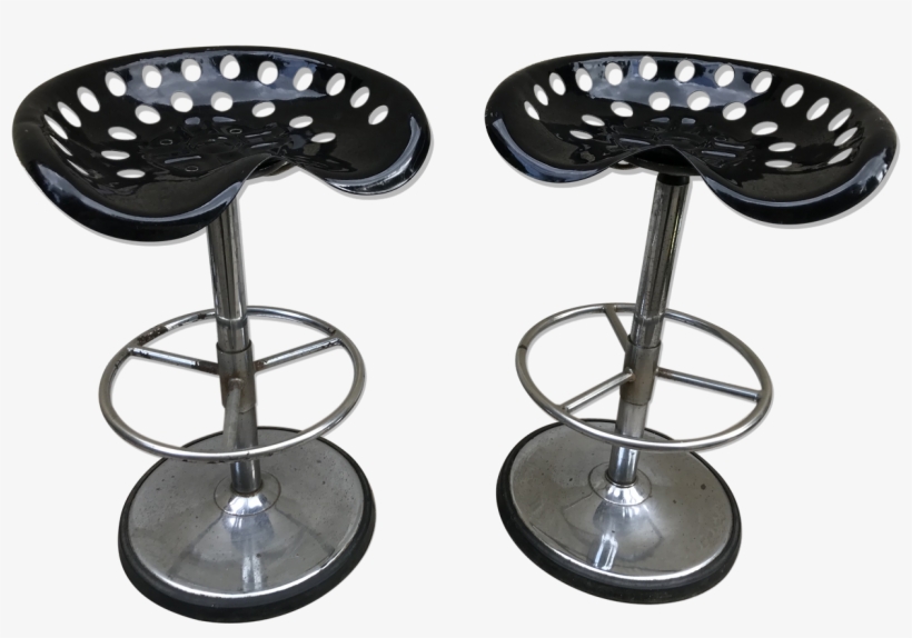 Pair Of Metal Bar Stools Chrome Adjustable Seat - Tabouret Bar Métal, transparent png #5021677